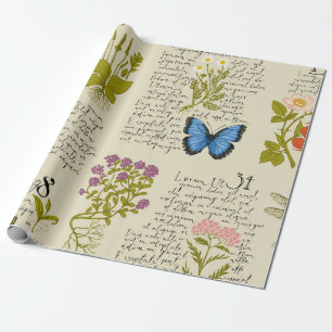 Vintage seamless pattern with handwritten text Lor Wrapping Paper