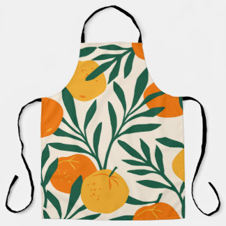 Vintage seamless pattern with mandarins. Trendy ha Apron