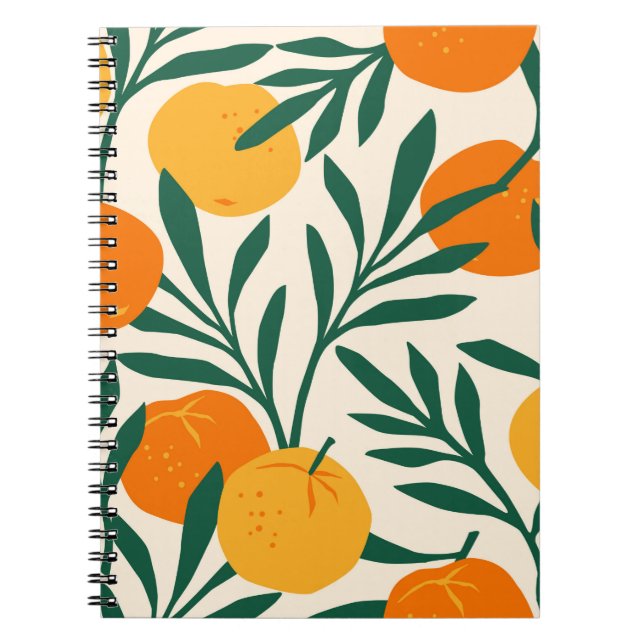 Vintage seamless pattern with mandarins. Trendy ha Notebook (Front)