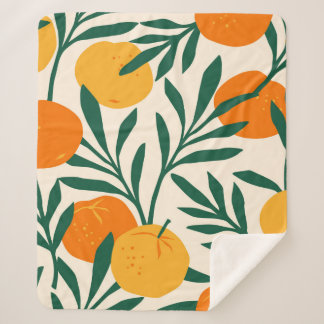 Vintage seamless pattern with mandarins. Trendy ha Sherpa Blanket