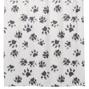 vintage seamless pattern with paw footprints of a shower curtain