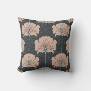 Vintage seamless pattern with pink flowers. Art no Throw Pillow