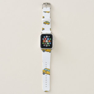 Vintage seamless pattern with school bus. bus,scho apple watch band