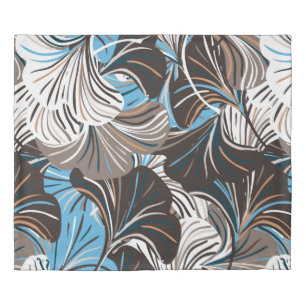 Vintage seamless pattern with striped flowers leav duvet cover