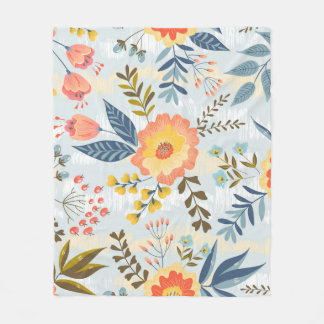 Vintage seamless pattern with the abstract flowers fleece blanket