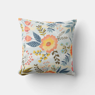 Vintage seamless pattern with the abstract flowers throw pillow