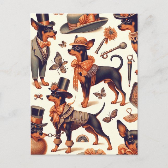 Vintage Seamless Pinscher Postcard (Front)
