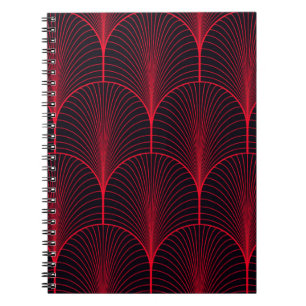 Vintage seamless red and black art deco wallpaper notebook