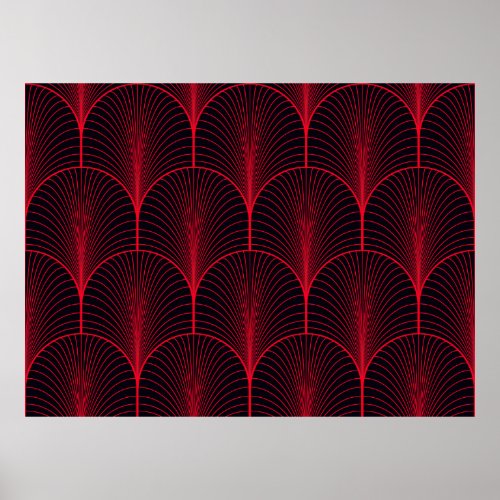 Vintage seamless red and black art deco wallpaper  poster