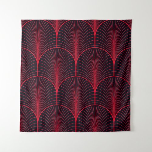 Vintage seamless red and black art deco wallpaper  tapestry