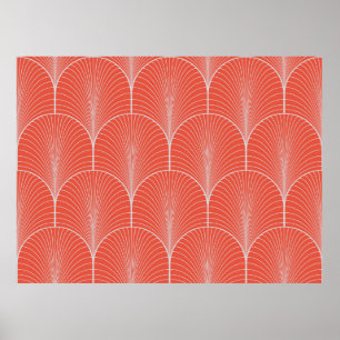 Vintage seamless red and gray art deco wallpaper p poster