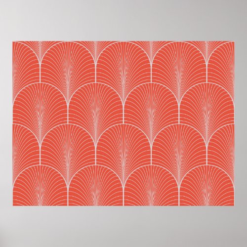 Vintage seamless red and gray art deco wallpaper p poster