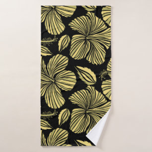 Vintage seamless tropical hibiscus flowers bath towel