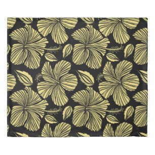Vintage seamless tropical hibiscus flowers duvet cover