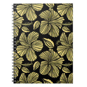Vintage seamless tropical hibiscus flowers notebook