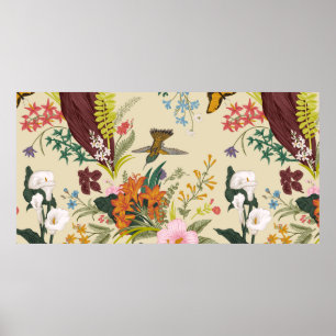 vintage seamless vintage floral pattern. Exotic fl Poster