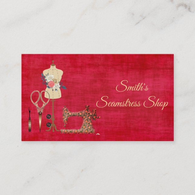 Vintage Seamstress Business Card (Front)