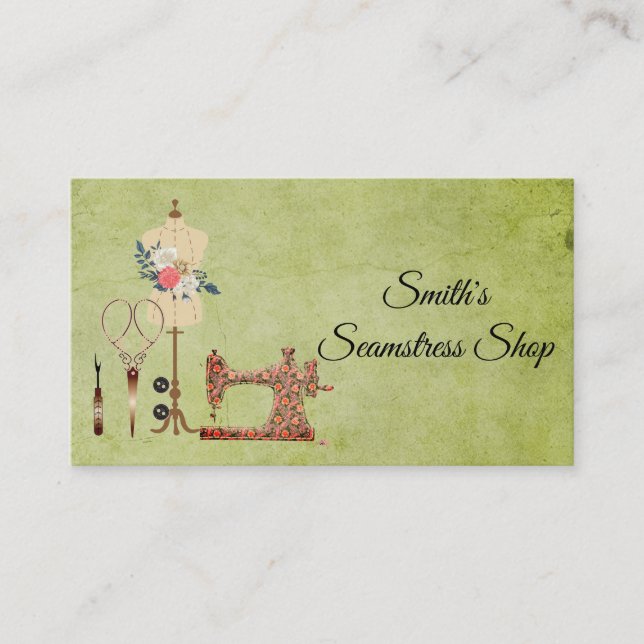 Vintage Seamstress Business Card (Front)