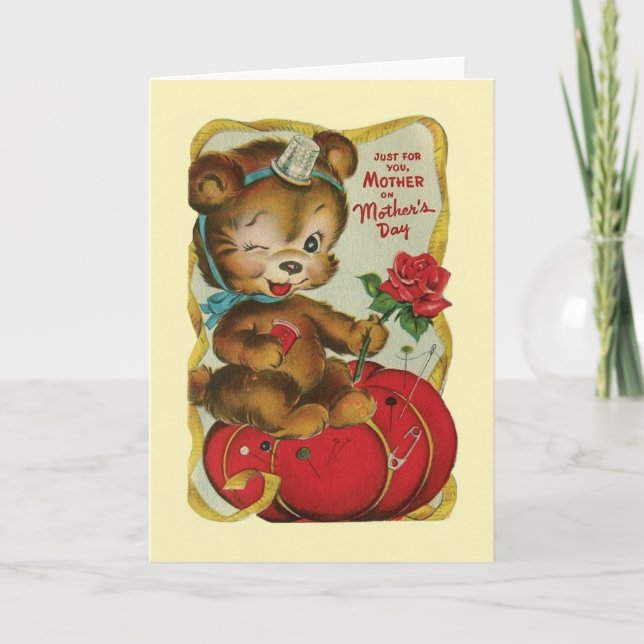 Vintage Seamstress Stitcher Mother's Day Card (Front)