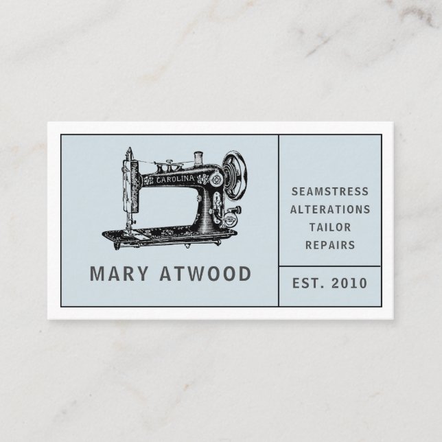 Vintage Seamstress Tailor Sewing Business Card (Front)