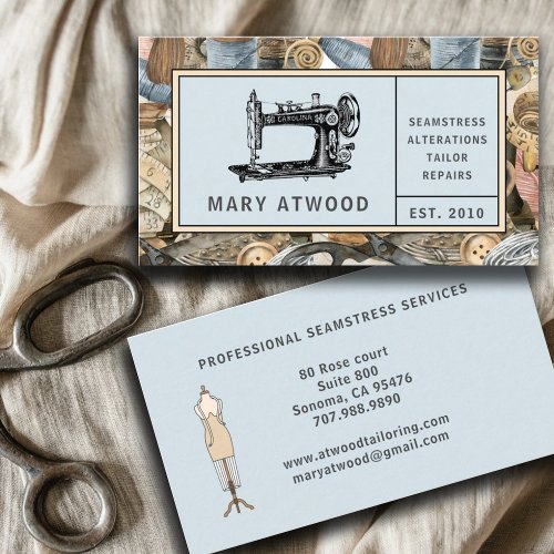 Vintage Seamstress Tailor Sewing Business Card