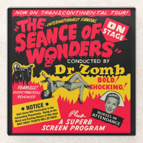 Vintage Seance of Wonders Spook Show Glass Coaster