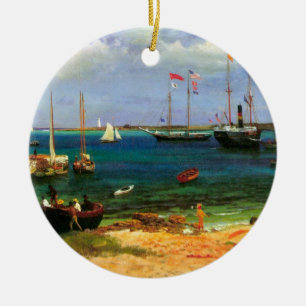 Vintage Seascape, Nassau Harbor by Bierstadt Ceramic Ornament
