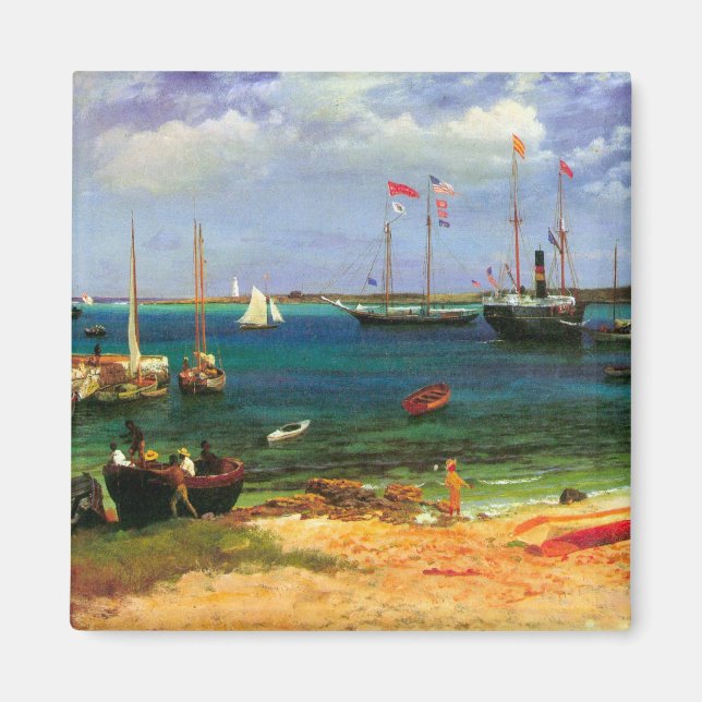 Vintage Seascape, Nassau Harbor by Bierstadt Magnet (Front)