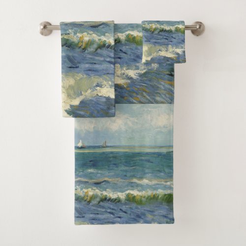 Vintage Seascape near Les Saintes_Maries_de_la_Me Bath Towel Set