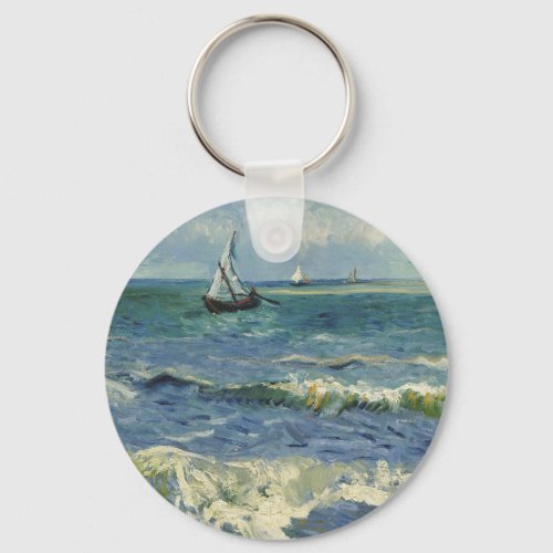 Vintage Seascape near Les Saintes_Maries_de_la_Me Keychain