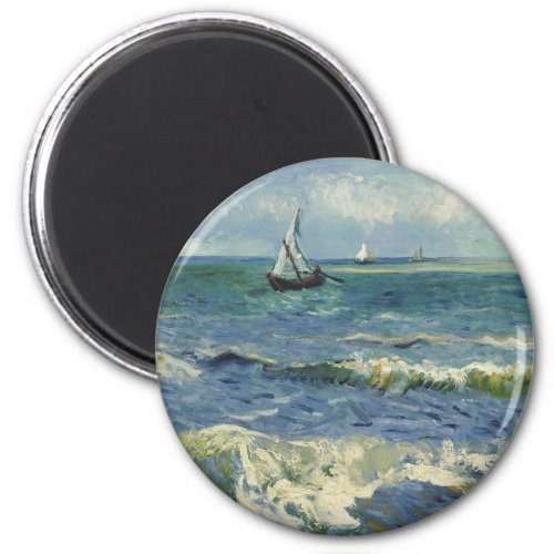 Vintage Seascape near Les Saintes_Maries_de_la_Me Magnet