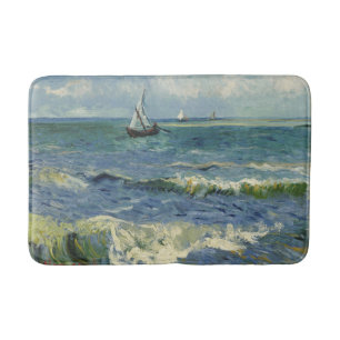 Vintage Seascape near Les Saintes-Maries-de-la-Mer Bath Mat