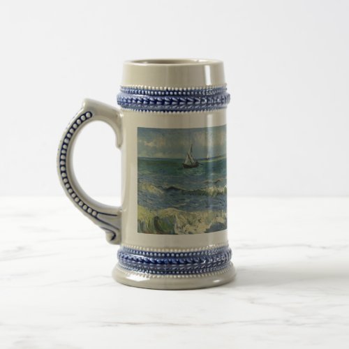 Vintage Seascape near Les Saintes_Maries_de_la_Mer Beer Stein