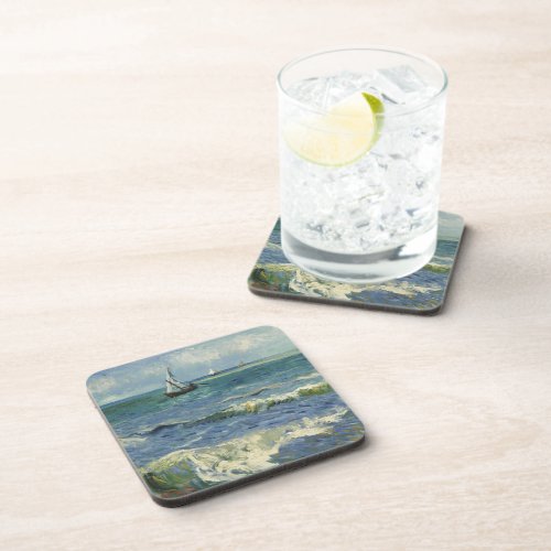 Vintage Seascape near Les Saintes_Maries_de_la_Mer Beverage Coaster