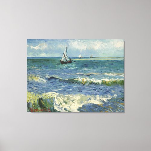 Vintage Seascape near Les Saintes_Maries_de_la_Mer Canvas Print