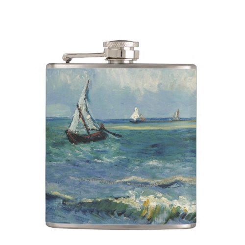 Vintage Seascape near Les Saintes_Maries_de_la_Mer Flask