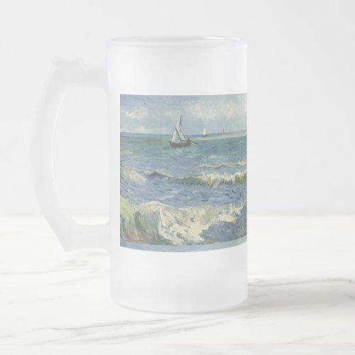 Vintage Seascape near Les Saintes_Maries_de_la_Mer Frosted Glass Beer Mug