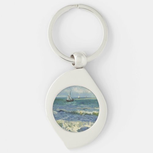 Vintage Seascape near Les Saintes_Maries_de_la_Mer Keychain