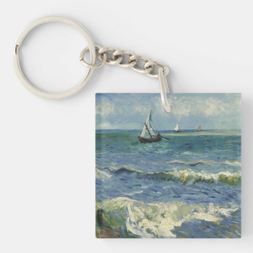 Vintage Seascape near Les Saintes_Maries_de_la_Mer Keychain