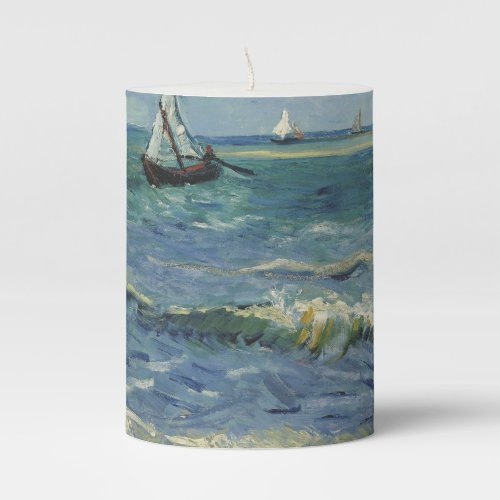Vintage Seascape near Les Saintes_Maries_de_la_Mer Pillar Candle