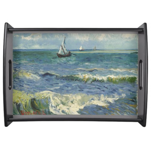 Vintage Seascape near Les Saintes_Maries_de_la_Mer Serving Tray