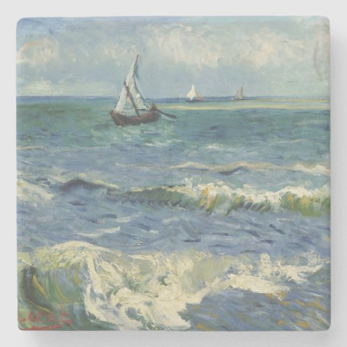 Vintage Seascape near Les Saintes_Maries_de_la_Mer Stone Coaster