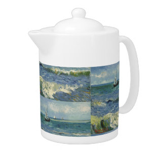 Vintage Seascape near Les Saintes-Maries-de-la-Mer Teapot