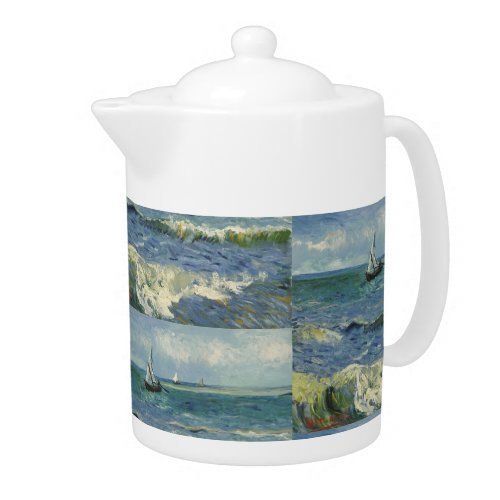 Vintage Seascape near Les Saintes_Maries_de_la_Mer Teapot