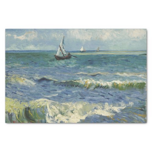 Vintage Seascape near Les Saintes_Maries_de_la_Mer Tissue Paper