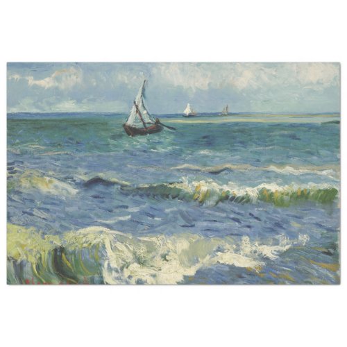 Vintage Seascape near Les Saintes_Maries_de_la_Mer Tissue Paper