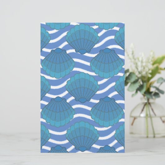Vintage Seashell And Waves Pattern (Standing Front)