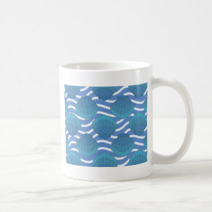 Vintage Seashell And Waves Pattern Coffee Mug