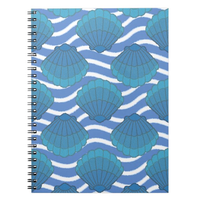 Vintage Seashell And Waves Pattern Notebook (Front)