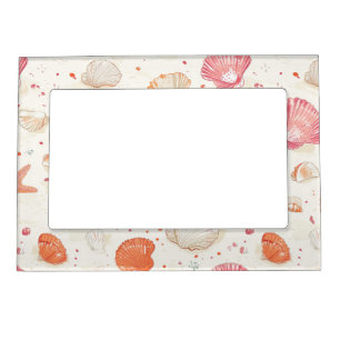 Vintage Seashell Coral Pink Terracotta Ivory Magnetic Frame